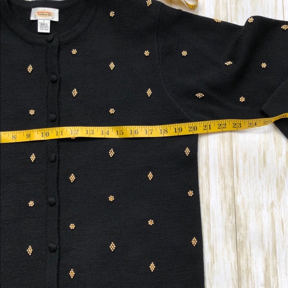 Talbots Merino Wool Black Sweater With Gold Beads - Picture 8 of 10